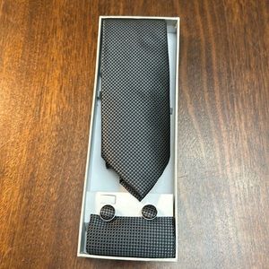 mens tie cuff links pocket square combo